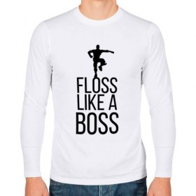 Мужской лонгслив хлопок с принтом FLOSS LIKE A BOSS в Ухте, 100% хлопок |  | 