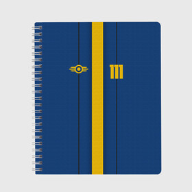 Тетрадь с принтом FALLOUT VAULT 111 в Ухте, 100% бумага | 48 листов, плотность листов — 60 г/м2, плотность картонной обложки — 250 г/м2. Листы скреплены сбоку удобной пружинной спиралью. Уголки страниц и обложки скругленные. Цвет линий — светло-серый
 | 101 | 111 | 76 | bethesda | fallout | vault | war | бункер | война | постапокалипсис | убежище | фолаут | фоллаут