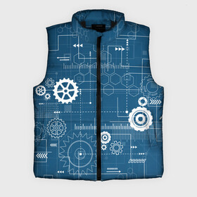 Мужской жилет утепленный 3D с принтом Механика в Ухте,  |  | детали | механизм | механик | схема | чертеж | шестеренки
