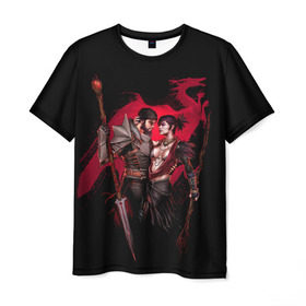Мужская футболка 3D с принтом Dragon Age. Морриган и Хоук в Ухте, 100% полиэфир | прямой крой, круглый вырез горловины, длина до линии бедер | hawke | morrigan | rpg | рпг | фентези