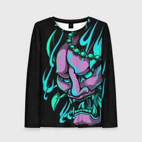 Женский лонгслив 3D с принтом Демон Они в Ухте, 100% полиэстер | длинные рукава, круглый вырез горловины, полуприлегающий силуэт | demon | demons | japan | manga | oni | китай | манга | мифология