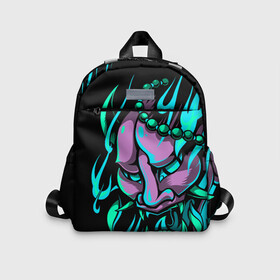 Детский рюкзак 3D с принтом Демон Они в Ухте, 100% полиэстер | лямки с регулируемой длиной, сверху петелька, чтобы рюкзак можно было повесить на вешалку. Основное отделение закрывается на молнию, как и внешний карман. Внутри дополнительный карман. По бокам два дополнительных кармашка | demon | demons | japan | manga | oni | китай | манга | мифология