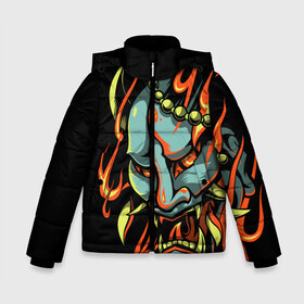 Зимняя куртка для мальчиков 3D с принтом Демон Они в Ухте, ткань верха — 100% полиэстер; подклад — 100% полиэстер, утеплитель — 100% полиэстер | длина ниже бедра, удлиненная спинка, воротник стойка и отстегивающийся капюшон. Есть боковые карманы с листочкой на кнопках, утяжки по низу изделия и внутренний карман на молнии. 

Предусмотрены светоотражающий принт на спинке, радужный светоотражающий элемент на пуллере молнии и на резинке для утяжки | demon | demons | japan | manga | oni | китай | манга | мифология