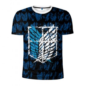 Мужская футболка 3D спортивная с принтом АТАКА ТИТАНОВ в Ухте, 100% полиэстер с улучшенными характеристиками | приталенный силуэт, круглая горловина, широкие плечи, сужается к линии бедра | 