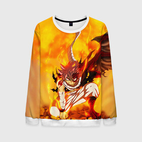 Мужской свитшот 3D с принтом Fire в Ухте, 100% полиэстер с мягким внутренним слоем | круглый вырез горловины, мягкая резинка на манжетах и поясе, свободная посадка по фигуре | fairy tail | нацу | хвост феи