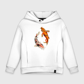 Детское худи Oversize хлопок с принтом Инь Ян в Ухте, френч-терри — 70% хлопок, 30% полиэстер. Мягкий теплый начес внутри —100% хлопок | боковые карманы, эластичные манжеты и нижняя кромка, капюшон на магнитной кнопке | арт | вода | знаки | золото | инь ян | магия | рыбы | символы | сом