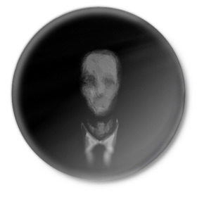 Значок с принтом Slender (1) в Ухте,  металл | круглая форма, металлическая застежка в виде булавки | cry | game | horror | man | slender | игра | приведения | слендер | ужас | хоррор
