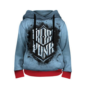 Детская толстовка 3D с принтом Frostpunk Logo в Ухте, 100% полиэстер | двухслойный капюшон со шнурком для регулировки, мягкие манжеты на рукавах и по низу толстовки, спереди карман-кенгуру с мягким внутренним слоем | frost punk | frostpunk | фрост панк | фростпанк