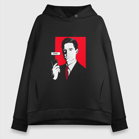 Женское худи Oversize хлопок с принтом Diane в Ухте, френч-терри — 70% хлопок, 30% полиэстер. Мягкий теплый начес внутри —100% хлопок | боковые карманы, эластичные манжеты и нижняя кромка, капюшон на магнитной кнопке | 90 е | diane | fbi | агент фбр | артхаус | бадаламенти | даян | купер | линч | совы не то чем кажутся | твин пикс