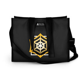 Сумка-шоппер 3D с принтом R6S JAGER в Ухте, 100% полиэстер | застегивается на металлическую кнопку; внутренний карман застегивается на молнию. Стенки укреплены специальным мягким материалом, чтобы защитить содержимое от несильных ударов
 | 6 | cybersport | esport | logo | pro league | rainbow | rainbow six siege | six | team | киберспорт | лого | радуга осада