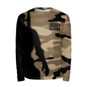 Мужской лонгслив 3D с принтом PUPG: Камуфляж в Ухте, 100% полиэстер | длинные рукава, круглый вырез горловины, полуприлегающий силуэт | Тематика изображения на принте: battle royal | battlegrounds | playerunknowns | pubg | игра | камуфляж | минималист | пабг | папг | персонаж | пубг | силуэт
