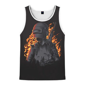 Мужская майка 3D с принтом PUBG в Ухте, 100% полиэстер | круглая горловина, приталенный силуэт, длина до линии бедра. Пройма и горловина окантованы тонкой бейкой | Тематика изображения на принте: playerunknowns battlegrounds | pubg