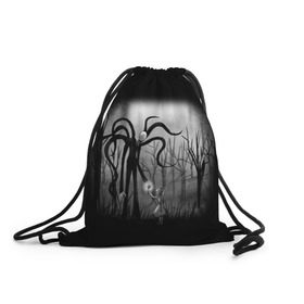 Рюкзак-мешок 3D с принтом Slenderman в Ухте, 100% полиэстер | плотность ткани — 200 г/м2, размер — 35 х 45 см; лямки — толстые шнурки, застежка на шнуровке, без карманов и подкладки | slenderman