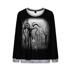 Мужской свитшот 3D с принтом Slenderman в Ухте, 100% полиэстер с мягким внутренним слоем | круглый вырез горловины, мягкая резинка на манжетах и поясе, свободная посадка по фигуре | Тематика изображения на принте: slenderman