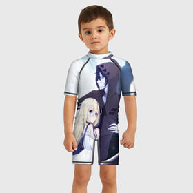 Детский купальный костюм 3D с принтом ANGELS OF DEATH. Rachel & Isaac в Ухте, Полиэстер 85%, Спандекс 15% | застежка на молнии на спине | angels of death | anime | satsuriku no tenshi | ангел кровопролития | аниме