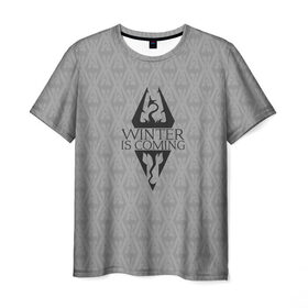 Мужская футболка 3D с принтом THE ELDER SCROLLS в Ухте, 100% полиэфир | прямой крой, круглый вырез горловины, длина до линии бедер | dovahkiin | dragonborn | fus ro dah | royal play | rpg | skyrim | tes | tes online | the elder scrolls | война | докавин | компьютерные игры | рпг