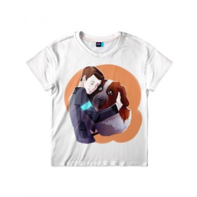 Детская футболка 3D с принтом Connor в Ухте, 100% гипоаллергенный полиэфир | прямой крой, круглый вырез горловины, длина до линии бедер, чуть спущенное плечо, ткань немного тянется | Тематика изображения на принте: 2038 | become | connor | dbh | detroit | human | kara | андроид | детройт | кара | квест | коннор | маркус | пес | собака