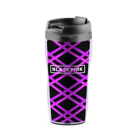 Термокружка-непроливайка с принтом BLACKPINK в Ухте, внутренняя часть — пищевой пластик, наружная часть — прозрачный пластик, между ними — полиграфическая вставка с рисунком | объем — 350 мл, герметичная крышка | blackpink | k pop | блэк пинк