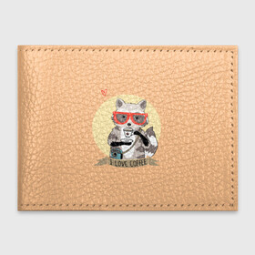 Обложка для студенческого билета Енот и кофе: в Ухте, натуральная кожа | Размер: 11*8 см; Печать на всей внешней стороне | coffee | food | love | racoon | енот | кофе