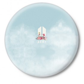 Значок с принтом BTS Army в Ухте,  металл | круглая форма, металлическая застежка в виде булавки | army | bangtan | beyond | boys | bts | j hope | jimin | jin | jungkook | k pop | rm | scene | suga | the | v | армия | арэма | бтс | ви | джей хоупа | сюги | чимина | чина | чонгука