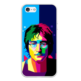 Чехол для iPhone 5/5S матовый Джон Леннон: в Ухте, Силикон | Область печати: задняя сторона чехла, без боковых панелей | the beatles | битлз | британия | джон леннон | леннон | мир | очки | рок | рок н ролл | хиппи