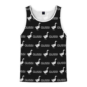Мужская майка 3D с принтом GUSSI в Ухте, 100% полиэстер | круглая горловина, приталенный силуэт, длина до линии бедра. Пройма и горловина окантованы тонкой бейкой | anti brend | gussi | trend | антибренд | гуси | мода | надписи | тренд