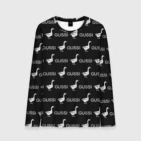Мужской лонгслив 3D с принтом GUSSI в Ухте, 100% полиэстер | длинные рукава, круглый вырез горловины, полуприлегающий силуэт | anti brend | gussi | trend | антибренд | гуси | мода | надписи | тренд