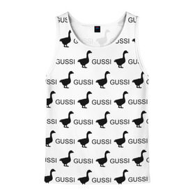 Мужская майка 3D с принтом GUSSI в Ухте, 100% полиэстер | круглая горловина, приталенный силуэт, длина до линии бедра. Пройма и горловина окантованы тонкой бейкой | anti brend | gussi | trend | антибренд | гуси | мода | надписи | тренд