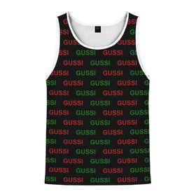 Мужская майка 3D с принтом GUSSI в Ухте, 100% полиэстер | круглая горловина, приталенный силуэт, длина до линии бедра. Пройма и горловина окантованы тонкой бейкой | anti brend | gussi | trend | антибренд | гуси | мода | надписи | тренд