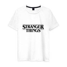 Мужская футболка хлопок с принтом STRANGER THINGS в Ухте, 100% хлопок | прямой крой, круглый вырез горловины, длина до линии бедер, слегка спущенное плечо. | 011 | netflix | stranger things | нетфликс | одиннадцатая | очень странные дела | сериалы