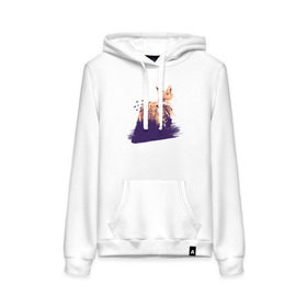 Женская толстовка с принтом Лиса в Ухте, френч-терри, мягкий теплый начес внутри (100% хлопок) | карман-кенгуру, эластичные манжеты и нижняя кромка, капюшон с подкладом и шнурком | fox | foxy | абстракция | женская | женские | лес | лис | лиса | лисичка | отдых | природа