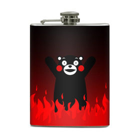 Фляга с принтом KUMAMON в Ухте, металлический корпус | емкость 0,22 л, размер 125 х 94 мм. Виниловая наклейка запечатывается полностью | japanese | kumamon | kumamoto | аниме | игрушка | кумамон | кумамото сапурайдзу | персонаж | талисман | япония