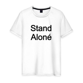 Мужская футболка хлопок с принтом Jungkook Stand Alone в Ухте, 100% хлопок | прямой крой, круглый вырез горловины, длина до линии бедер, слегка спущенное плечо. | Тематика изображения на принте: bangtan boys | beyond the scene | bts | k pop | music | арэм | ви | джей хоуп | джин | музыка | сюга | чимин | чонгук