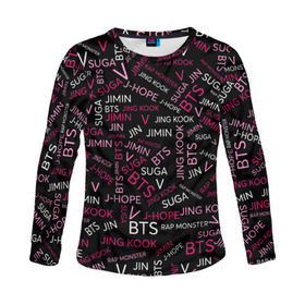 Женский лонгслив 3D с принтом BTS в Ухте, 100% полиэстер | длинные рукава, круглый вырез горловины, полуприлегающий силуэт | bangtan boys | beyond the scene | bts | k pop | music | арэм | ви | джей хоуп | джин | музыка | состав | сюга | чимин | чонгук