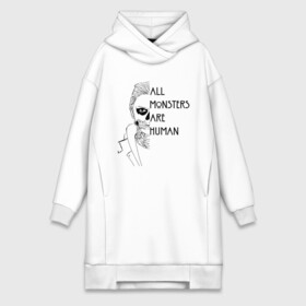Платье-худи хлопок с принтом ALL MONSTERS ARE HUMAN в Ухте,  |  | Тематика изображения на принте: all monsters are human | american horror story | американская история ужасов | сериал | ужасы