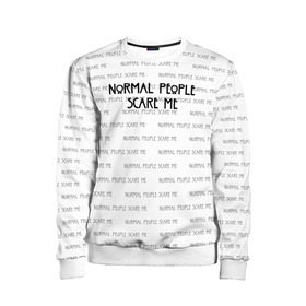 Детский свитшот 3D с принтом NORMAL PEOPLE SCARE ME в Ухте, 100% полиэстер | свободная посадка, прямой крой, мягкая тканевая резинка на рукавах и понизу свитшота | american horror story | normal people scare me | американская история ужасов | сериал | ужасы