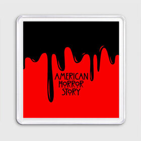 Магнит 55*55 с принтом AHS в Ухте, Пластик | Размер: 65*65 мм; Размер печати: 55*55 мм | ahs | american horror story | normal people scare me | американская история ужасов | нормальные люди пугают меня | сериал