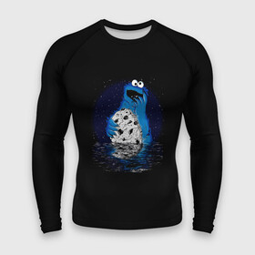 Мужской рашгард 3D с принтом Cookie monster в Ухте,  |  | cookie | cookiemonster | delicious | eat | monster | yummy | еда | куки | кукимонстр | монстр | печенье | сладости | улица | улицасезам