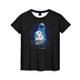 Женская футболка 3D с принтом Cookie monster в Ухте, 100% полиэфир ( синтетическое хлопкоподобное полотно) | прямой крой, круглый вырез горловины, длина до линии бедер | cookie | cookiemonster | delicious | eat | monster | yummy | еда | куки | кукимонстр | монстр | печенье | сладости | улица | улицасезам