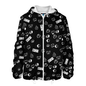 Мужская куртка 3D с принтом BTS BT21 STICKERS в Ухте, ткань верха — 100% полиэстер, подклад — флис | прямой крой, подол и капюшон оформлены резинкой с фиксаторами, два кармана без застежек по бокам, один большой потайной карман на груди. Карман на груди застегивается на липучку | Тематика изображения на принте: bt21 | bts | bts army | bts stickers | j hope | jimin | jin | jungkook | k pop | rap monster | rapmon | suga | v | бтс | корея | стикеры bts