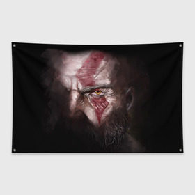 Флаг-баннер с принтом God of War в Ухте, 100% полиэстер | размер 67 х 109 см, плотность ткани — 95 г/м2; по краям флага есть четыре люверса для крепления | god | god of war | kratos | war | бог | бог войны | война | пиратs