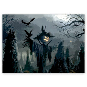 Поздравительная открытка с принтом Halloween в Ухте, 100% бумага | плотность бумаги 280 г/м2, матовая, на обратной стороне линовка и место для марки
 | Тематика изображения на принте: аниме | ведьма | девушка | зомби | ирландия | кладбище | колдун | кости | кошки | летучие | луна | мертвец | мёртвые | монстры | мыши | ночь | оборотни | пауки | паутина | подарок | праздник | свет | свечи