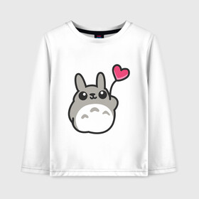 Детский лонгслив хлопок с принтом Love Totoro в Ухте, 100% хлопок | круглый вырез горловины, полуприлегающий силуэт, длина до линии бедер | forest | friend | ghibli | japan | keeper | nature | neigbor | neighbour | totoro | анимация | аниме | гибли | дерево | друг | животные | лес | любовь | милый | мир | миядзаки | мульт | мультфильм | природа | сердце | сосед | тоторо