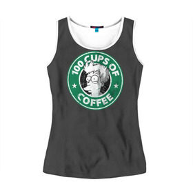 Женская майка 3D 100 cups of coffee: в Ухте, 100% полиэстер | круглая горловина, прямой силуэт, длина до линии бедра | coffee | express | fry | futurama | future | leela | philip | planet | turanga | zoidberg | бендер | будущее | джей | зойдберг | кофе | лила | родригес | сгибальщик | туранга | филип | фрай | футурама