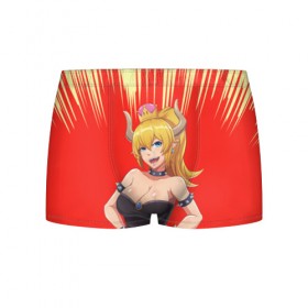 Мужские трусы 3D с принтом Bowsette в Ухте, 50% хлопок, 50% полиэстер | классическая посадка, на поясе мягкая тканевая резинка | 