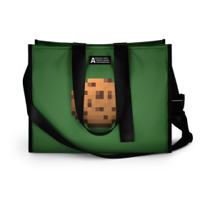 Сумка-шоппер 3D с принтом Minecraft Печенька в Ухте, 100% полиэстер | застегивается на металлическую кнопку; внутренний карман застегивается на молнию. Стенки укреплены специальным мягким материалом, чтобы защитить содержимое от несильных ударов
 | cookies | craft | creeper | mine | minecraft | miner | online | skeleton | sword | tnt | world | zombie | зомби | игра | игры | кирка | крипер | майнер | майнкрафт | меч | мир | онлайн | печенье | печенька | скелетон