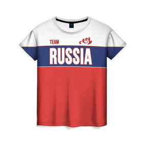 Женская футболка 3D с принтом Team Russia в Ухте, 100% полиэфир ( синтетическое хлопкоподобное полотно) | прямой крой, круглый вырез горловины, длина до линии бедер | community | country | moscow | ornament | pattern | russia | russian | sport | style | team | комюнити | москва | надпись | орнамент | россия | русская | русский | спорт | стиль | страна | узор