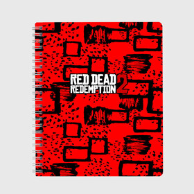 Тетрадь с принтом red dead redemption 2 в Ухте, 100% бумага | 48 листов, плотность листов — 60 г/м2, плотность картонной обложки — 250 г/м2. Листы скреплены сбоку удобной пружинной спиралью. Уголки страниц и обложки скругленные. Цвет линий — светло-серый
 | game | red dead | red dead redemption 2 | redemption 2 | rockstar games | бандиты | дикий запад | игры | ковбои | оружие