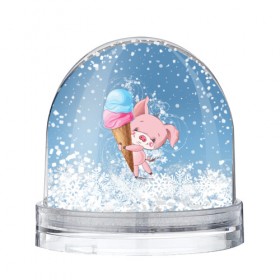 Водяной шар Зимний поросёнок: в Ухте, Пластик | Изображение внутри шара печатается на глянцевой фотобумаге с двух сторон |