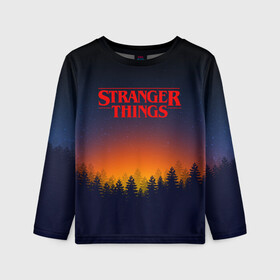 Детский лонгслив 3D с принтом STRANGER THINGS | ОЧЕНЬ СТРАННЫЕ ДЕЛА в Ухте, 100% полиэстер | длинные рукава, круглый вырез горловины, полуприлегающий силуэт
 | 011 | eleven | friends don t lie | netflix | stranger things | демогоргон | нетфликс | одиннадцатая | очень странные дела | сериалы